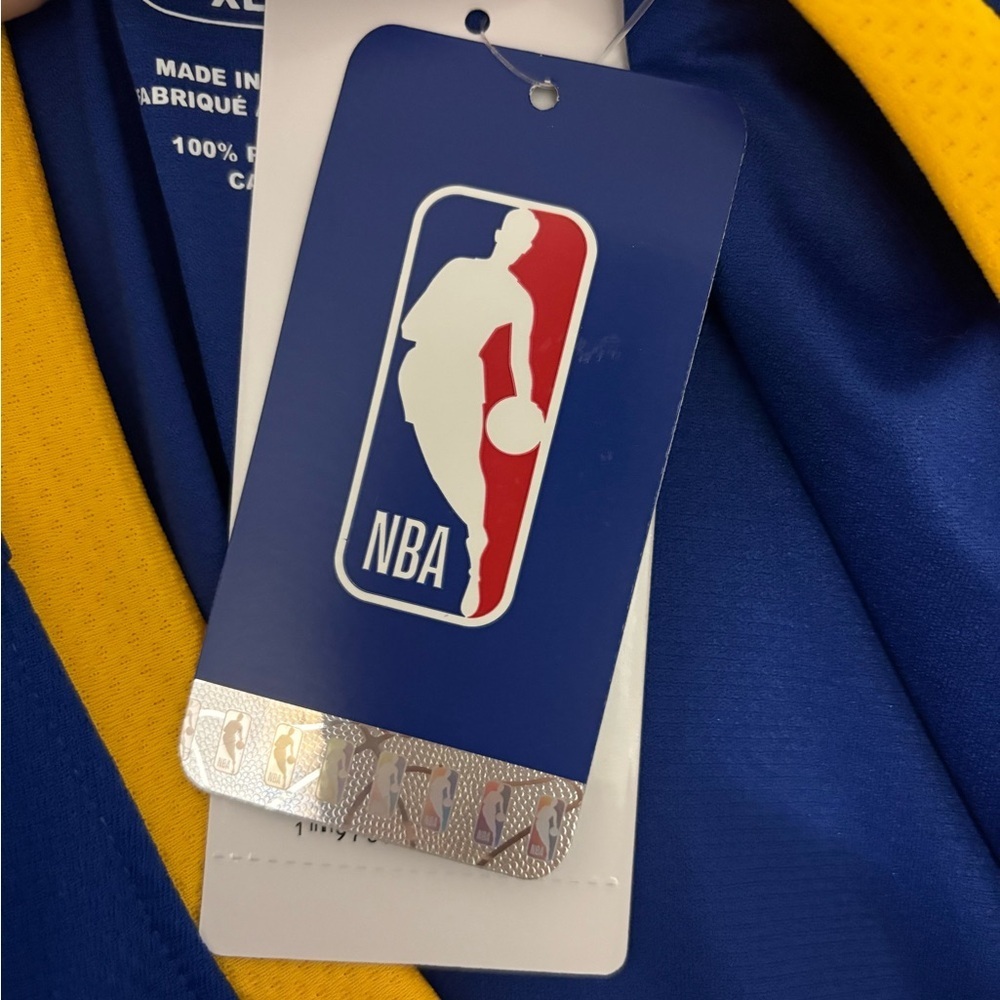 NWT - NBA Blue and Yellow Golden State Basketball Jersey - Curry #30 - Size XL - Picture 10 of 11